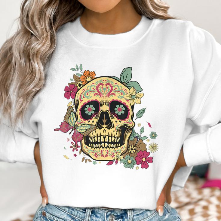 Floral Sugar Skull Dia De Los Muertos Dead Women Girl Women Sweatshirt Gifts for Women