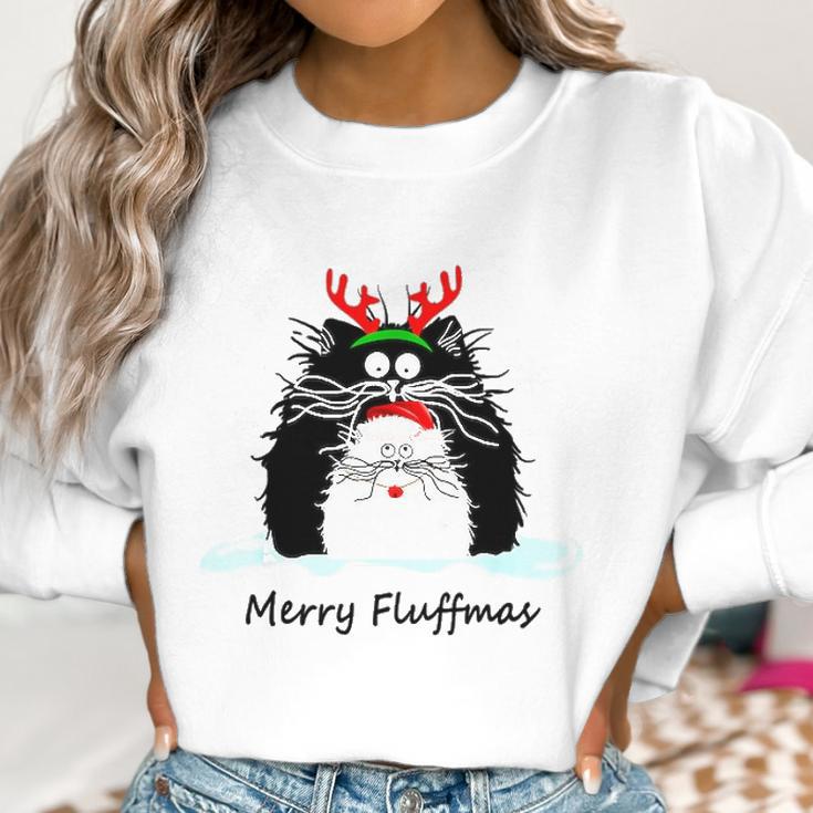 Fun Cat Merry Fluffmas Reindeer Christmas Kitten Meowlover Women Sweatshirt Gifts for Women