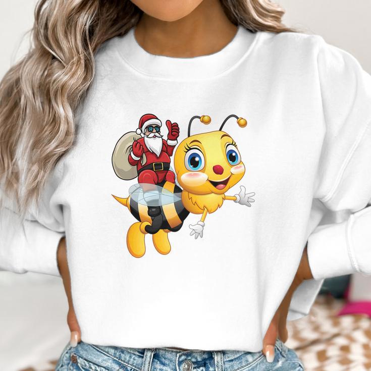 Funny Bee Christmas Santa Riding On Honey Bee Women Sweatshirt Gifts for Women