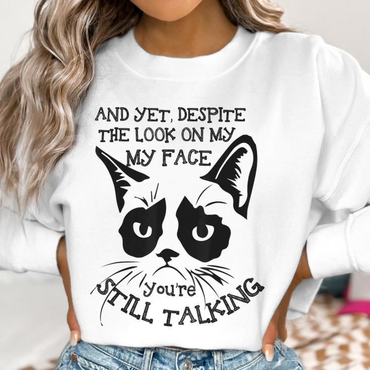 Funny Cat Kitten Grumpy-Face Cat Mom Cat Lovers Cat Owner Women Sweatshirt Gifts for Women