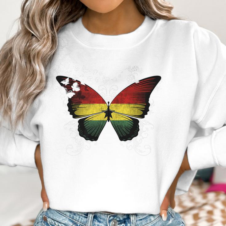 Ghana Flag Ghanaian Flag Butterfly Women Sweatshirt Gifts for Women