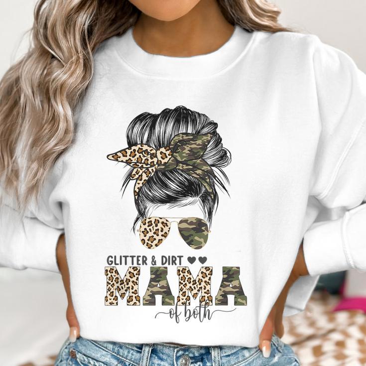 Glitter And Dirt Mama Of Both Leopard Camo Mothers Day Gift Women Sweatshirt Gifts for Women