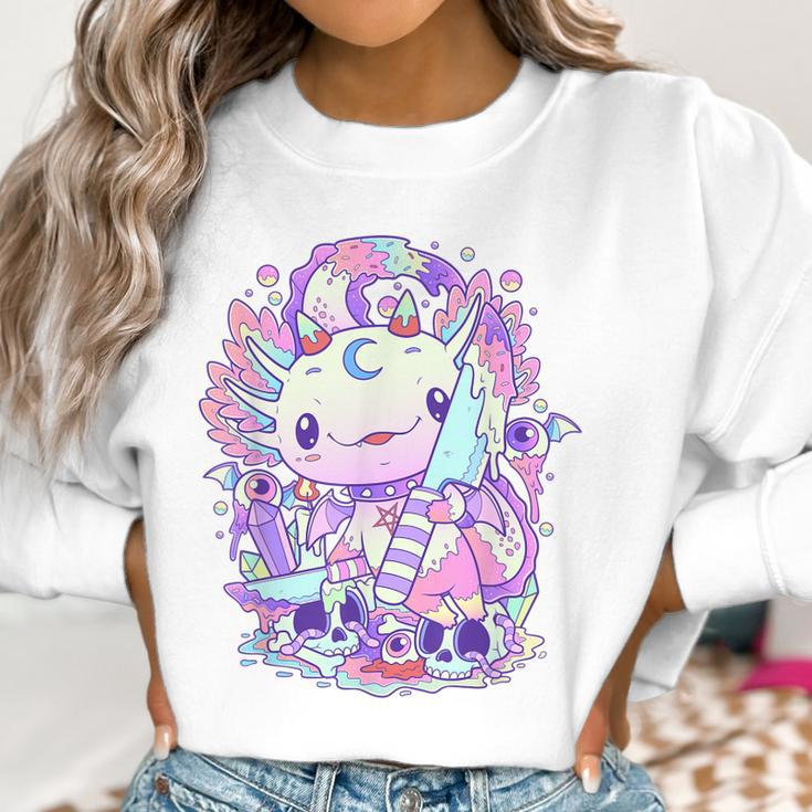 Kawaii Pastel Goth Cute And Creepy Axolotl Knife V2 Men Women T-Shirt Graphic Print Casual Unisex Tee Women Sweatshirt Gifts for Women