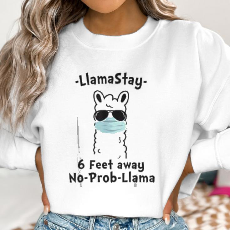 Llamastay 6 Feet Away No Probllama Social Distancing Women Sweatshirt Gifts for Women