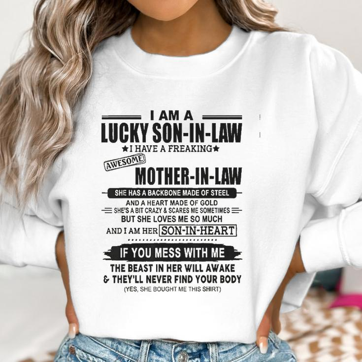 I Am A Lucky Son In Law Of A Freaking Awesome Mother Women Sweatshirt Gifts for Women