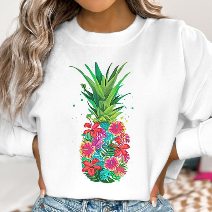 Pineapple Flowers Aloha Hawaii Vintage Hawaiian Women Sweatshirt Gifts for Women