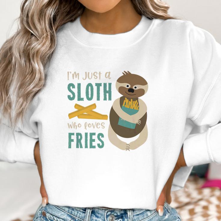 Sloth Who Loves Fries Funny French Fry Gift Women Sweatshirt Gifts for Women