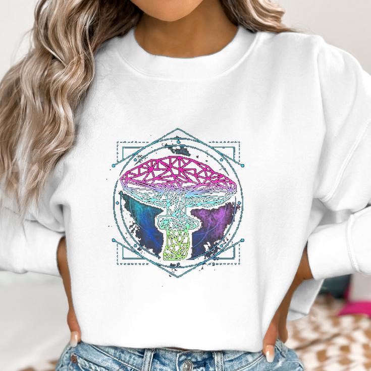 Trippy Sacred Geometry Mushroom Women Sweatshirt Gifts for Women