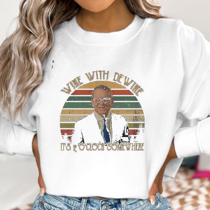 Wine With Dewine Its 2 Oclock Somewhere Vintage Retro Mike Lovers Dewine Fan Women Sweatshirt Gifts for Women