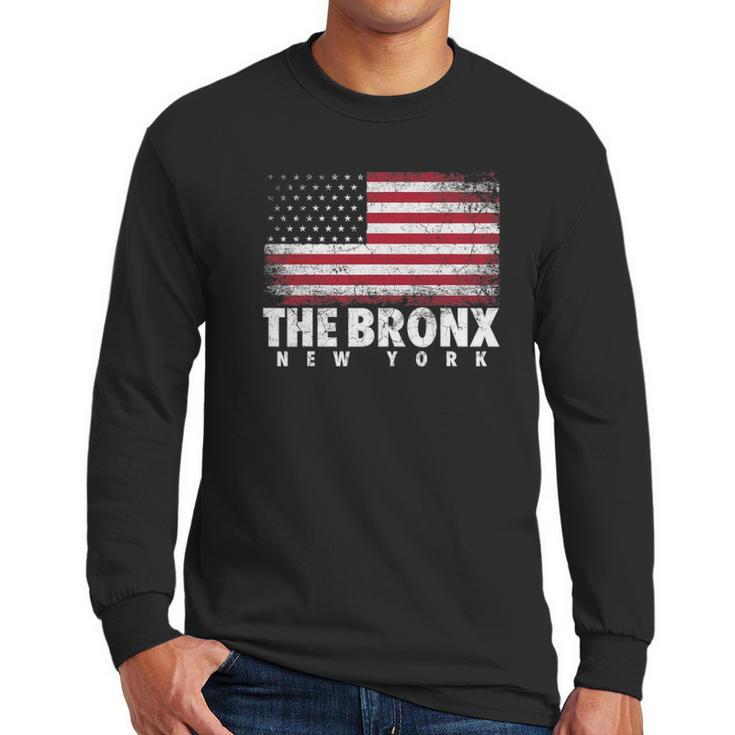 4Th Of July Gift The Bronx New York Ny American Flag Usa Men Long Sleeve Tshirt