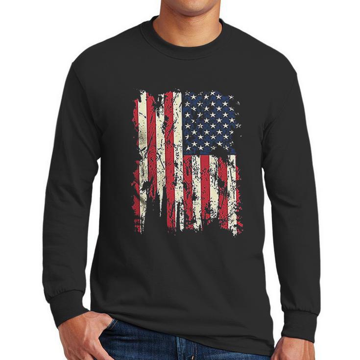 Adult Patriots American Distressed Flag Men Long Sleeve Tshirt