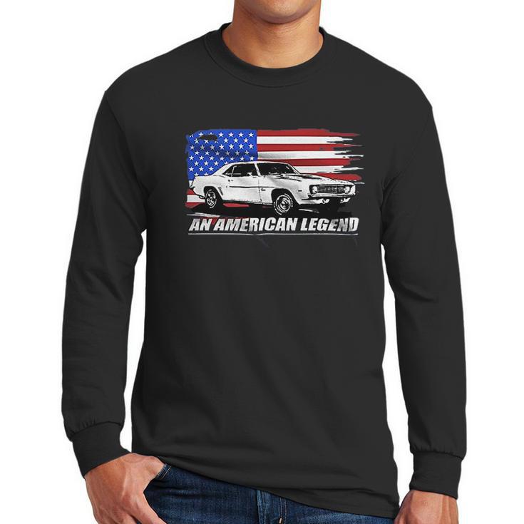 Aggressive Thread 1969 Camaro American Flag Men Long Sleeve Tshirt