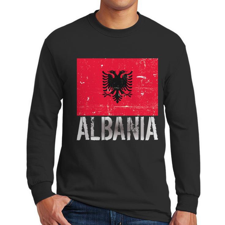 Albania Flag Albanians Soccer Football Team Men Long Sleeve Tshirt