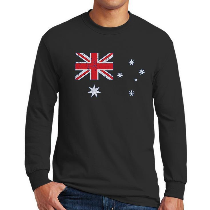 Australian Flag Vintage Style Retro Australia Flag Men Long Sleeve Tshirt