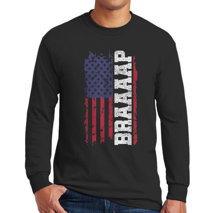 Braap American Flag Usa Patriotic Motocross Men Long Sleeve Tshirt