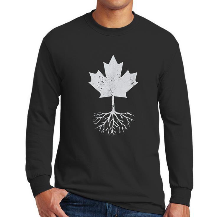 Canadian Roots Maple Leaf Canada Flag Design For Canadiens Men Long Sleeve Tshirt