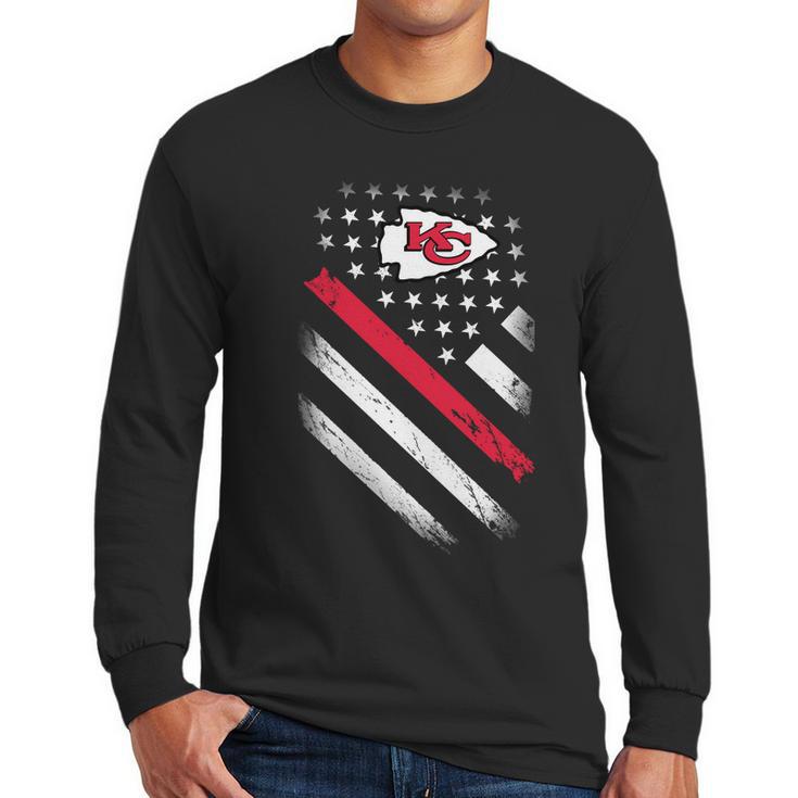 Chiefs American Flag Men Long Sleeve Tshirt