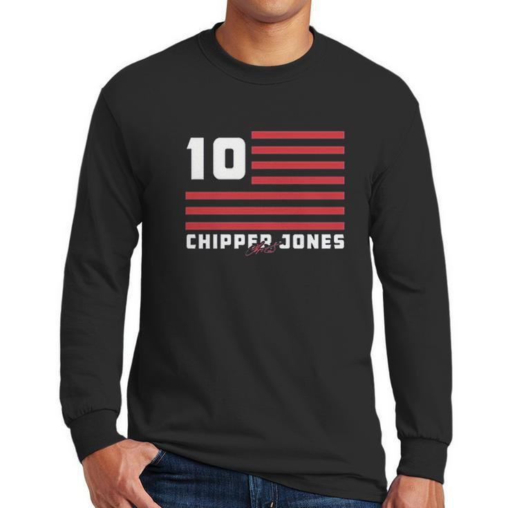 Chipper Jones  Flag Stripes Men Long Sleeve Tshirt