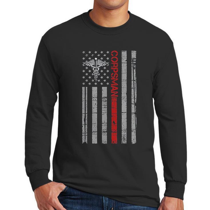 Corpsman Gift 8404 Flag Title Doc Gift For Corpsman Men Long Sleeve Tshirt