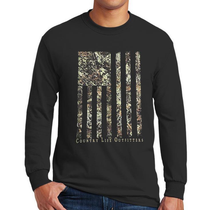 Country Life Outfitters Camo American Flag Men Long Sleeve Tshirt