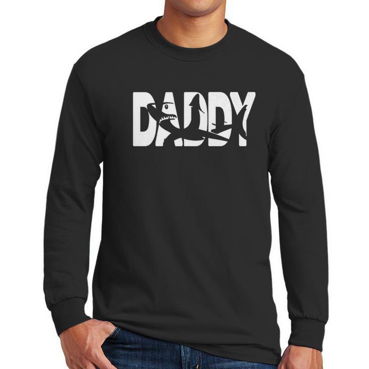 Basic Daddy Shark Design Dad Birthday Gifts Men Long Sleeve Tshirt