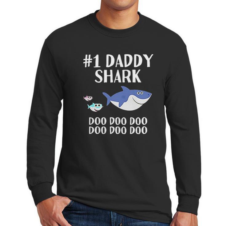 Daddy Shark Doo Doo Dad Fathers Day Men Long Sleeve Tshirt