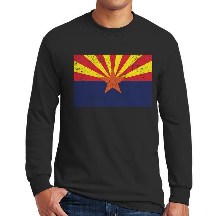 Flag Of Arizona Vintage Men Long Sleeve Tshirt