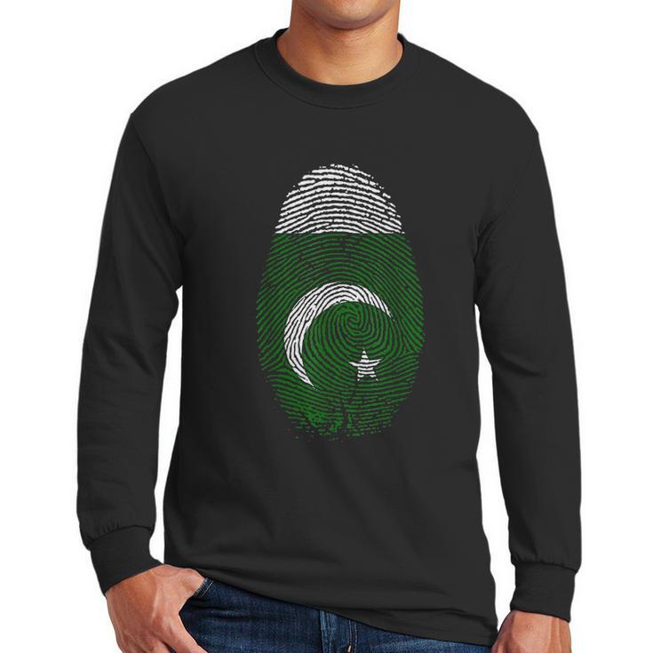 Flag Fingerprint It Is In My Dna Gift For Pakistani Men Long Sleeve Tshirt