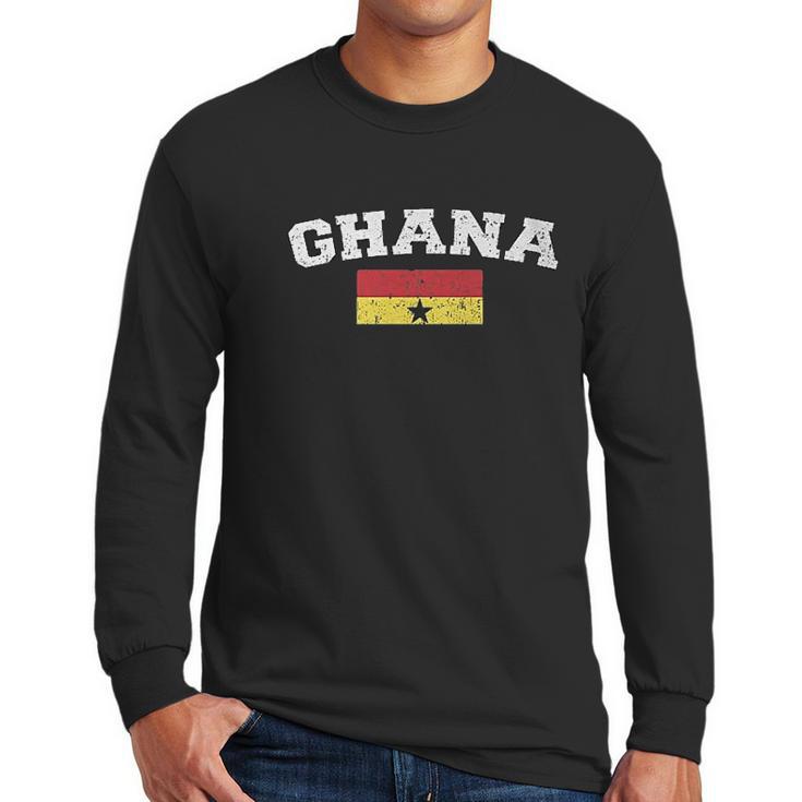 Flag Of Ghana Faded Ghanaian Flag Men Long Sleeve Tshirt