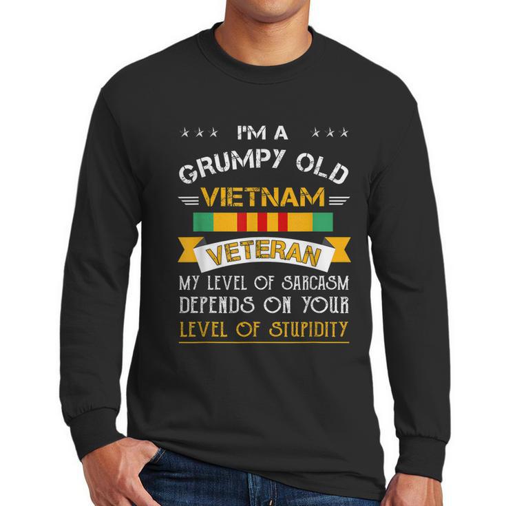 Funny Gift For Grumpy Old Vietnam Veteran Graphic Design Printed Casual Daily Basic Men Long Sleeve Tshirt