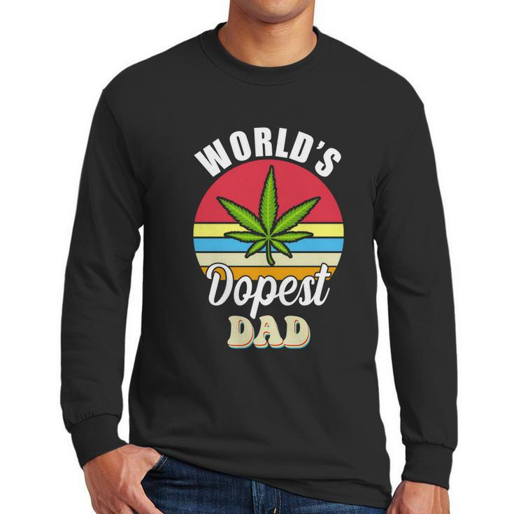 Funny Worlds Dopest Dad Funny Marijuana Retro Men Long Sleeve Tshirt