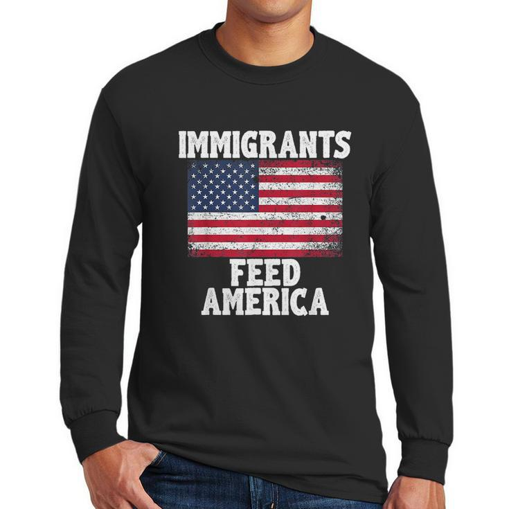 Immigrants Feed America With America Flag Men Long Sleeve Tshirt