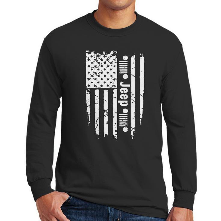 Jeep American Flag Men Long Sleeve Tshirt