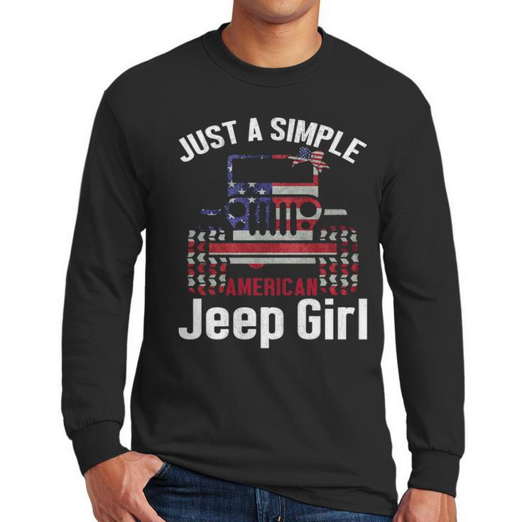 Just A Simple Jeep Girl American Flag 4Th Of July  T Men Long Sleeve Tshirt