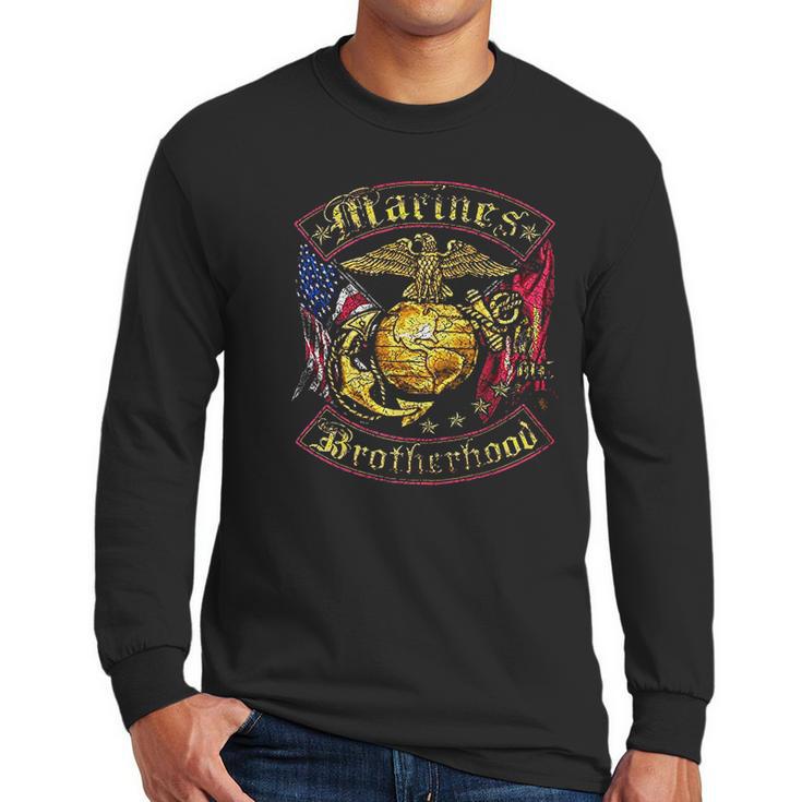 Marine Corps Usmc Marines Double Flag Men Long Sleeve Tshirt