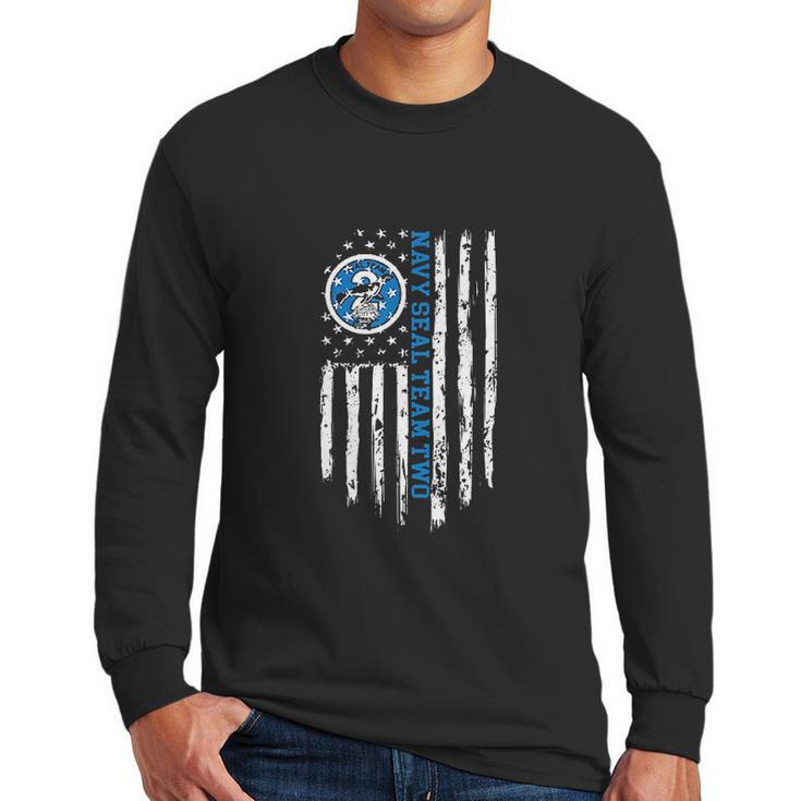 Navy Seal Team 2 American Flag Men Long Sleeve Tshirt