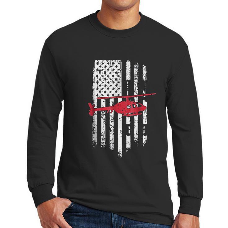 Patriotic Helicopter Flag Helicopter Pilot Gifts Men Long Sleeve Tshirt