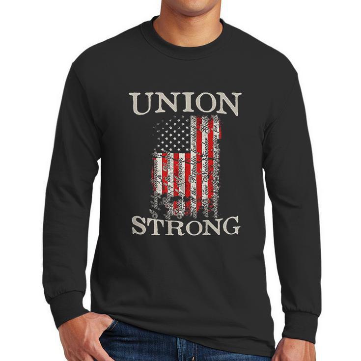 Pro Workers American Union Strong Pledge Allegiance To Flag Men Long Sleeve Tshirt