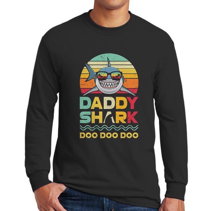 Retro Vintage Daddy Shark Doo Doo Men Long Sleeve Tshirt