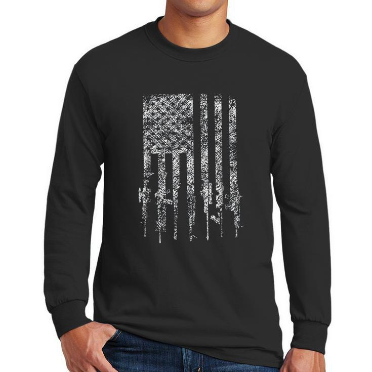 Rifle American Flag Pro Men Long Sleeve Tshirt