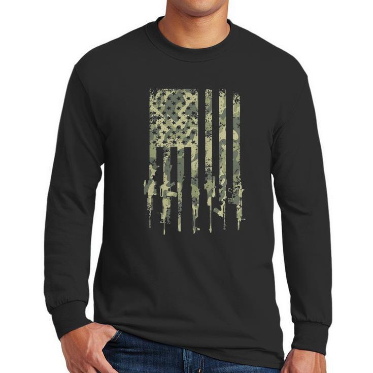 Rifle Flag Camo Men Long Sleeve Tshirt