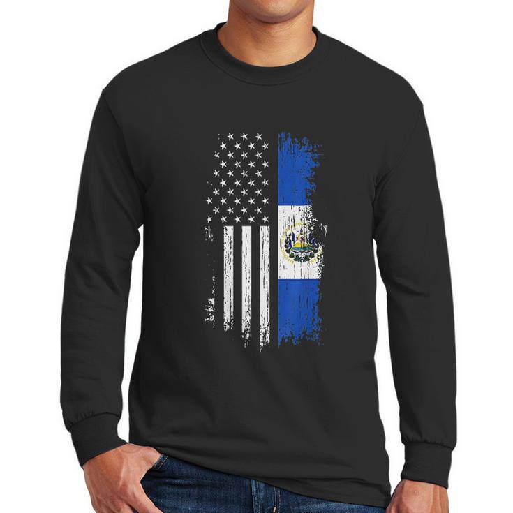 Salvadoran America Flag  El Salvador Usa Men Long Sleeve Tshirt