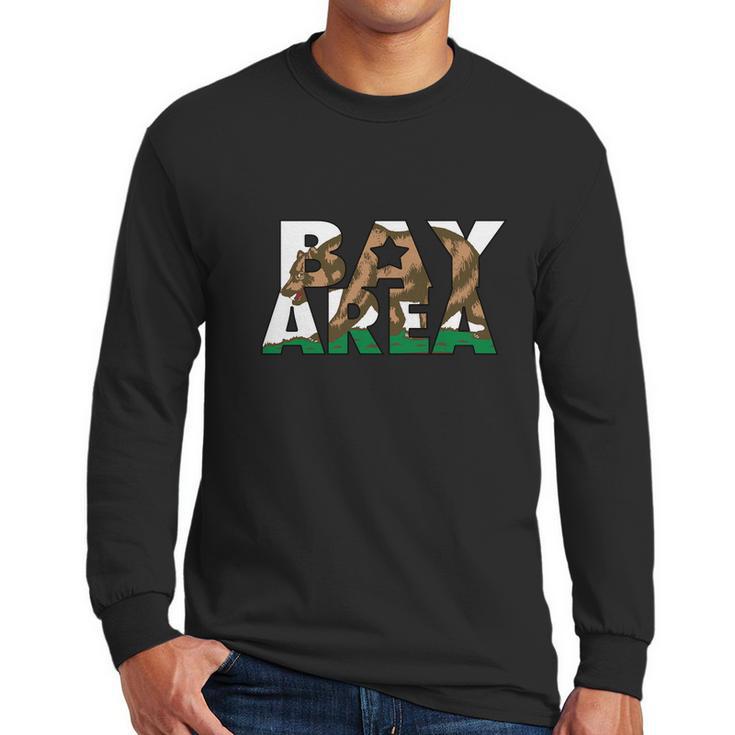 San Francisco Bay Area California Flag Bear Men Long Sleeve Tshirt