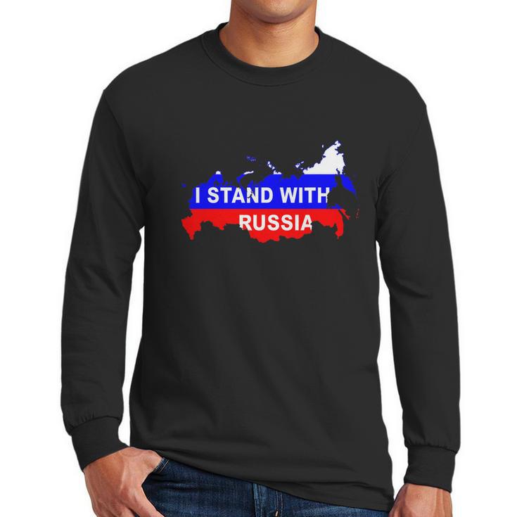 I Stand With Russia Support Russia Russian Flag Men Long Sleeve Tshirt