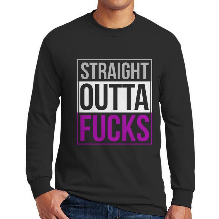 Straight Outta Fucks Pride Asexuality Asexual Flag Lgbt Gift Graphic Design Printed Casual Daily Basic Men Long Sleeve Tshirt