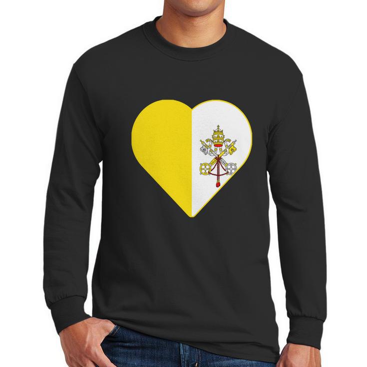 Vatican City Flag Heart Men Long Sleeve Tshirt