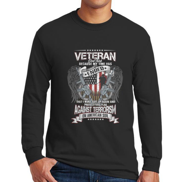 Veteran On American Soil Graphic Design Printed Casual Daily Basic Men Long Sleeve Tshirt