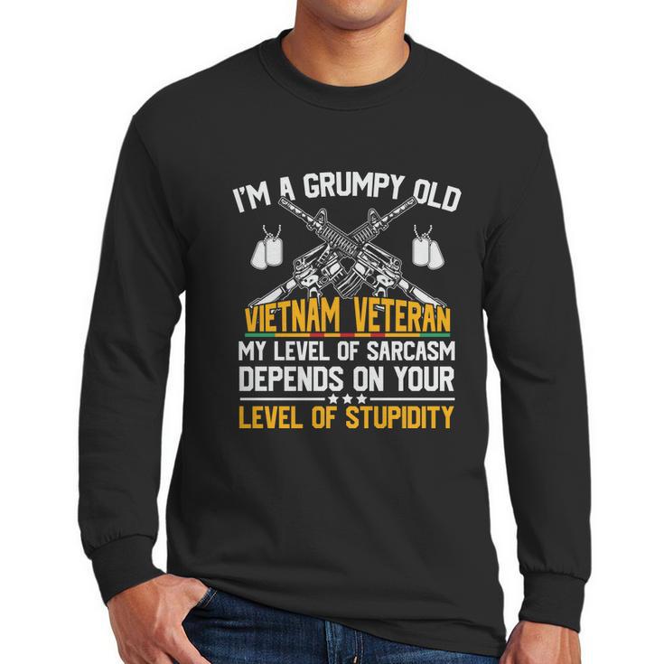 Veteran Day Im A Grumpy Old Vietnam Veteran Graphic Design Printed Casual Daily Basic Men Long Sleeve Tshirt