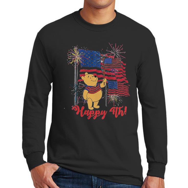 Winnie The Pooh Happy 4Th July American Flag Men Long Sleeve Tshirt