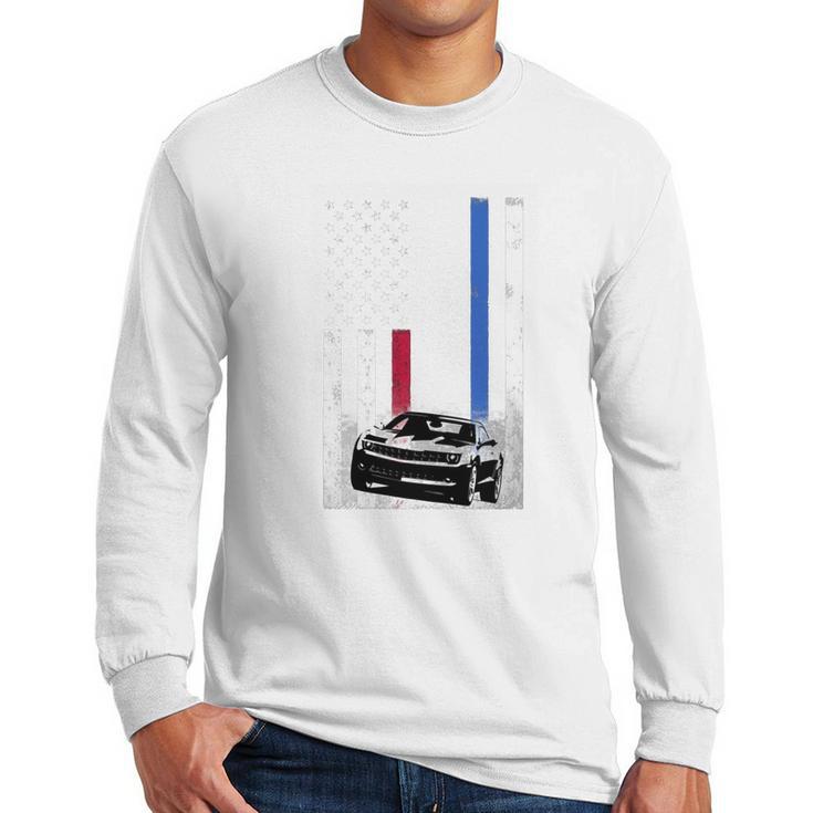 Camaro Lover - American Flag T-Shirt Men Long Sleeve Tshirt